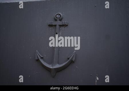 Close up of a cast iron anchor Stock Photo