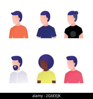 Male avatars Vector illustration in flat design Six simple various men portraits isolated on white background Stock Vector