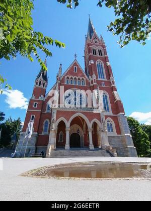 Exterior of Church of the Sacred Heart of Jesus (Herz Jesu Kirche), designed in the Neogothic style, is the largest church in Graz, Styria region, Aus Stock Photo