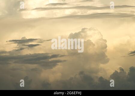 Cumulonimbus and altostratus clouds seen from a passenger jet above the South China Sea Stock Photo