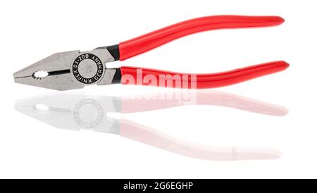 Winneconne, WI - 5 July 2021:  A package of Knipex linesman combination pliers on an isolated background Stock Photo