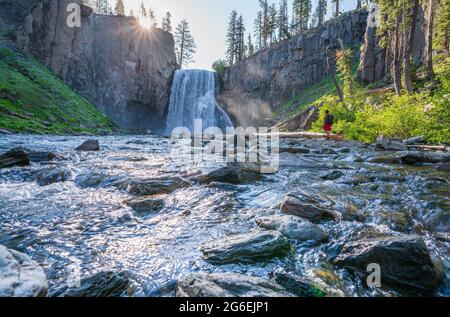 Rainbow Falls in Mammoth Mountain California Stock Photo