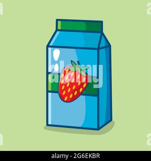 strawberry milk box vector illustration in flat style Stock Vector
