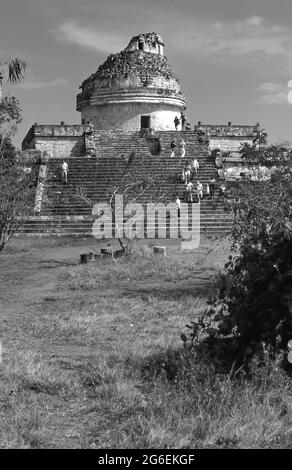 El Caracol or Observatory. Chichen Itza is one of the main archaeological sites on the Yucatan Peninsula, in Mexico. Circa 1983. Stock Photo