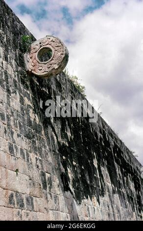 Ball Game Court. Chichen Itza is one of the main archaeological sites on the Yucatan Peninsula, in Mexico. Circa 1983. Stock Photo