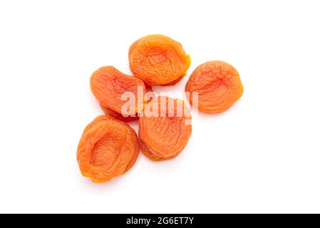 Dried apricots isolated on white, top view Stock Photo