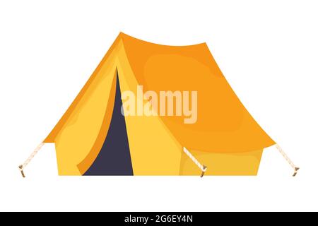Camping travel tent equipment in cartoon style isolated on white background. Adventure and activity, outdoor portable house. Vector illustration Stock Vector