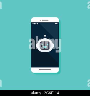 Robot avatar on smartphone. Vector illustration Stock Vector