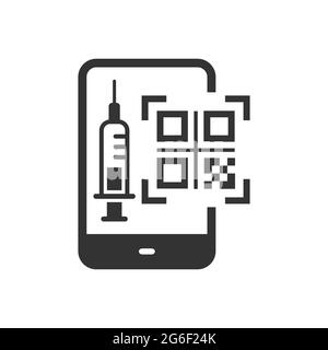 QR code vaccine icon. Vector illustration isolated on white. Stock Vector