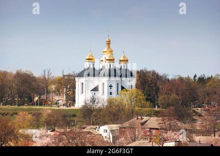 Chernihiv, Ukraine - April 12, 2019: Old beautiful temple in the city Stock Photo