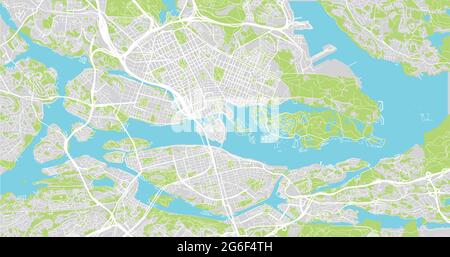 Urban vector city map of Stockholm, Sweden, Europe Stock Vector