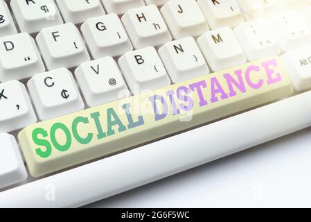 Text showing inspiration Social Distance. Business showcase maintaining a high interval physical distance for public health safety Typing Online Stock Photo