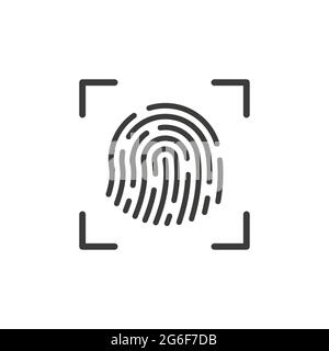 Fingerprint scan black vector icon. Print scanner symbol. Stock Vector