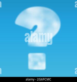 Large question mark made of white clouds against the blue sky. Realistic vector illustration. Stock Vector