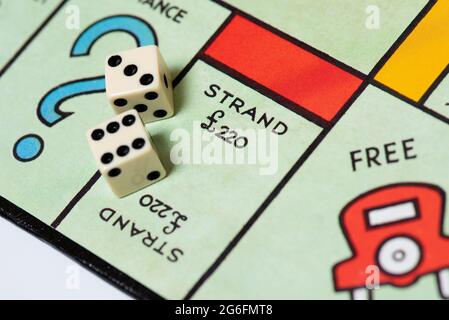 Close up of Strand on a traditional Monopoly board. Stock Photo