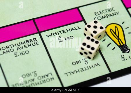 Close up of Whitehall on a traditional Monopoly board. Stock Photo