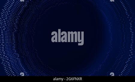 Abstract blue background with circles in tunnel form. fluid data concept. 5g spiral information. Stock Photo