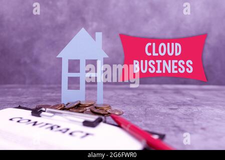 Inspiration showing sign Cloud Business. Word Written on internetbased delivery of services made available to users Presenting Brand New House, Home Stock Photo