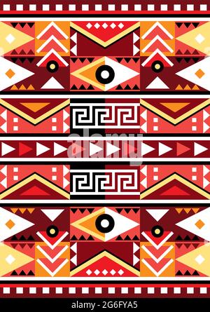 Geometric tribal seamless vector pattern - Peruvian carpet style, Aztec textile or fabric print 2x3 format Stock Vector
