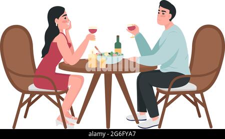 Couple on romantic date semi flat color vector characters Stock Vector