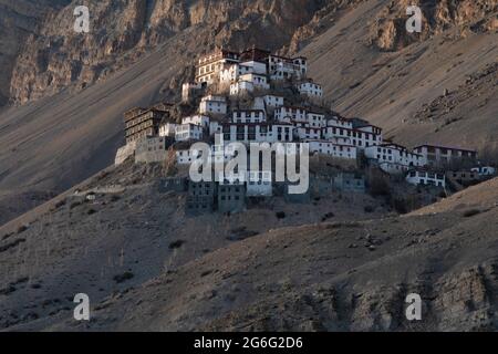 Kye Gompa or Key monsatery  is the largest and oldest monastery close to the Spiti River, Himachal Pradesh, India.  It is at an  altitude of 4,166 met Stock Photo