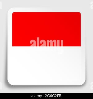 Republic of Indonesia flag icon on paper square sticker with shadow. Button for mobile application or web. Vector Stock Vector