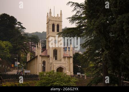 Christ Church, Shimla the second oldest church in North India, after St John's Church in Meerut, Simla, India Stock Photo