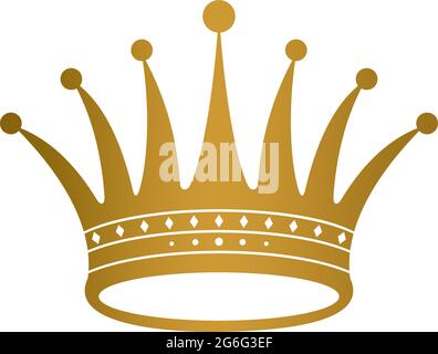 Crown in gold on white isolated background. Stock Vector