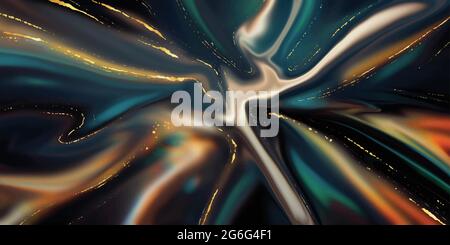 Abstract black liquid concept background realistic vector. Gold marble texture Stock Vector