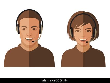 call center service, customer support, vector flat office icon Stock Vector