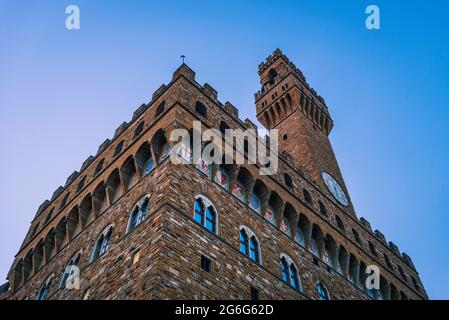 View of Piazza della Signoria square with Palazzo Vecchio. Florence, Italy. Stock Photo