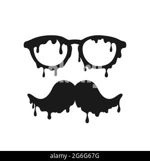 Man glasses and mustache on white. Vector illustration. Stock Vector