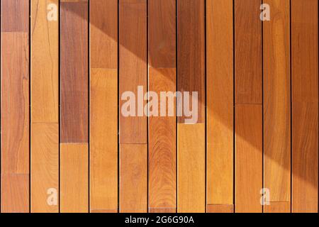 Wood paneling background texture. Ipe Teak Tropical Wood on Building facade Stock Photo