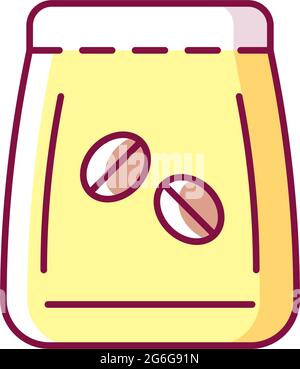 Coffee beans bag RGB color icon Stock Vector