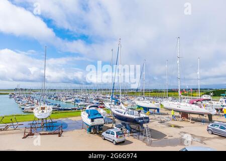 A Crowded Scene at Burnham-on-Crouch Marina on a Bright and Breezy July Morning Stock Photo