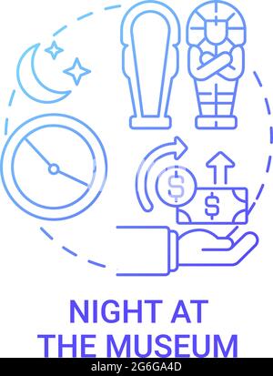 Night at museum fundraiser concept icon Stock Vector
