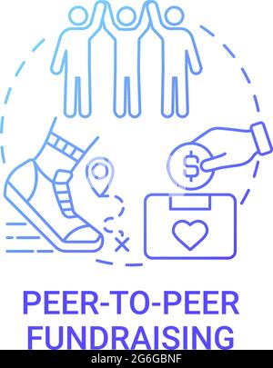 Peep-to-peer fundraising concept icon Stock Vector