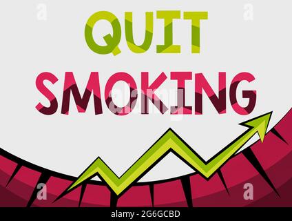 Text caption presenting Quit Smoking. Word Written on Discontinuing or stopping the use of tobacco addiction Abstract Graph Presenting Progress Stock Photo