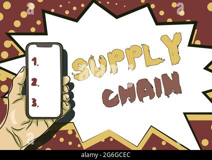 Text caption presenting Supply Chain. Business concept System of organization and processes from supplier to consumer Displaying Important Stock Photo