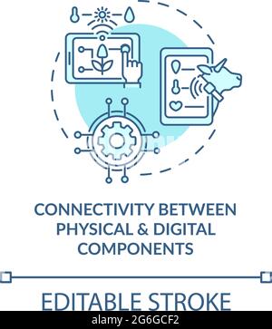 Connectivity between physical and digital components concept icon Stock Vector