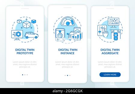 Digital twin types onboarding mobile app page screen Stock Vector