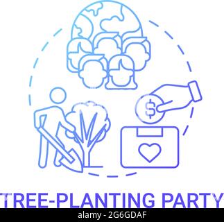 Tree-planting party fundraiser concept icon Stock Vector