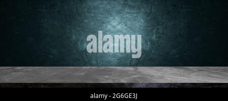 table to present and show product on soft blue and navy cement and concreate background Stock Photo