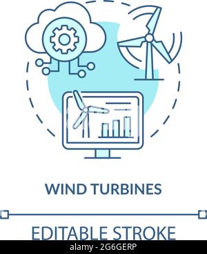 Wind Turbines linear icon - vector Wind Power concept outline sign ...
