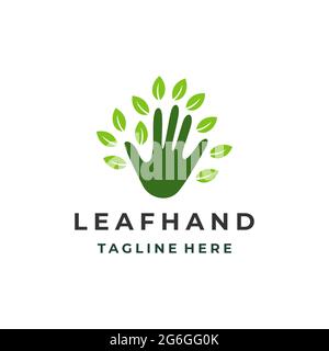 Hands and tree with green leaves. Nature, Logo, icon, Symbol, illustration, vector, template, design Stock Vector
