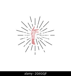 Vintage hipster hand drawn Elegant female hands logo design vector illustration Stock Vector