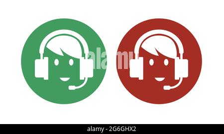 Call Center Icon. Vector isolated flat editable black and white illustration of a call center sign Stock Vector