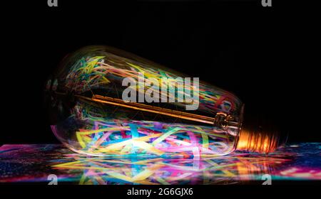 Colourful Wallpapers with Bulb and ipad Stock Photo