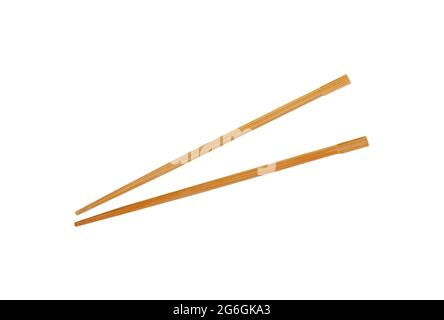 Chopsticks isolated on white background. Wooden Chopsticks isolated. Sticks for sushi on white background,top view. Stock Photo