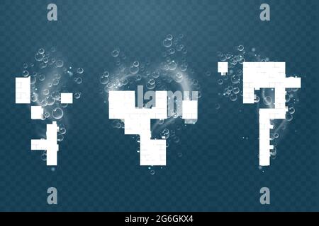 Set of bubbles under water isolated vector illustration on transparent background. Bubble fizz air. Stock Vector